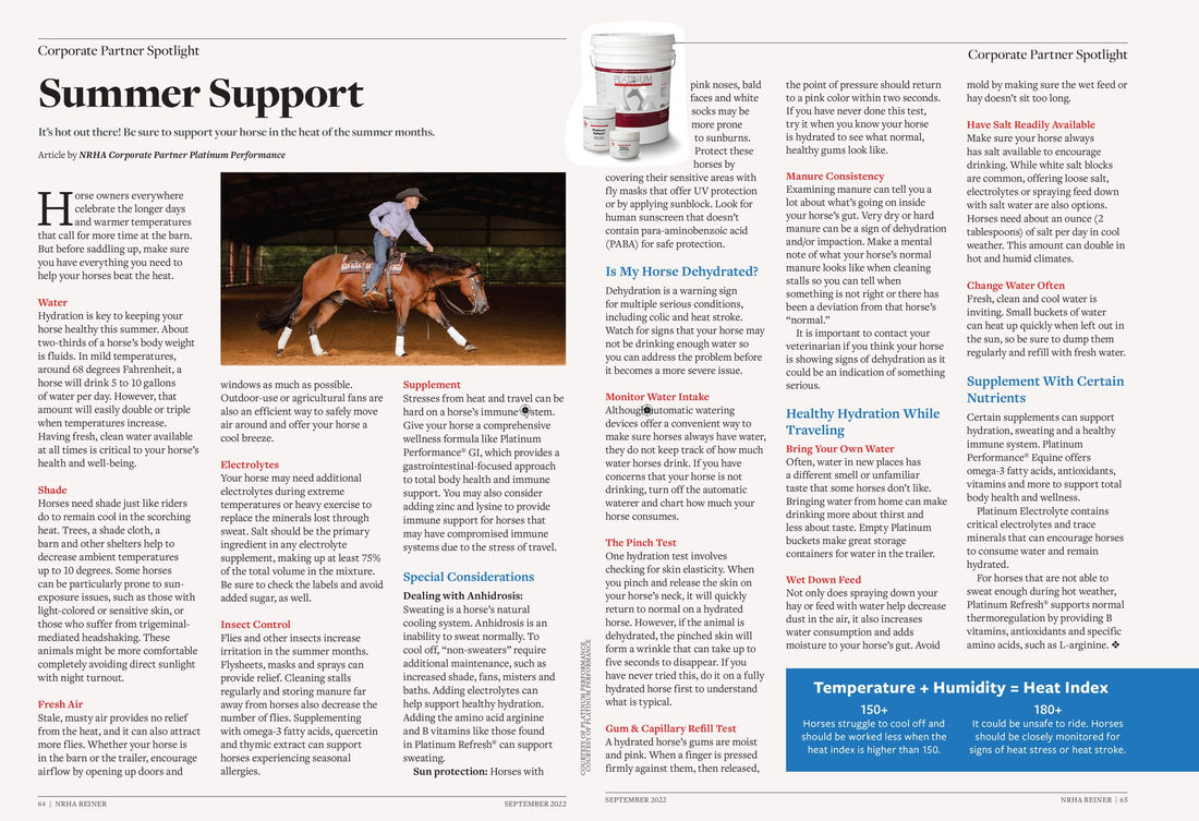 Bud Lyon featured in Platinum Performance article in The Reiner