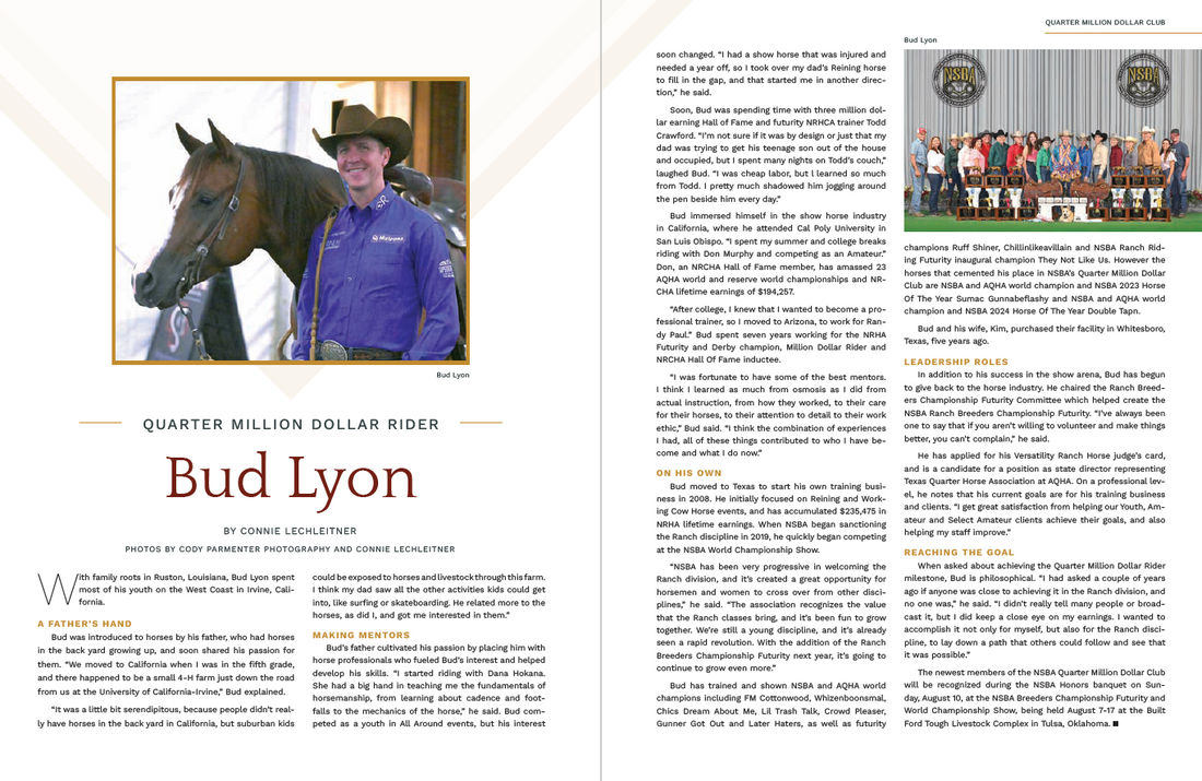 Bud Lyon Joins NSBA Quarter Million Dollar Rider Ranks