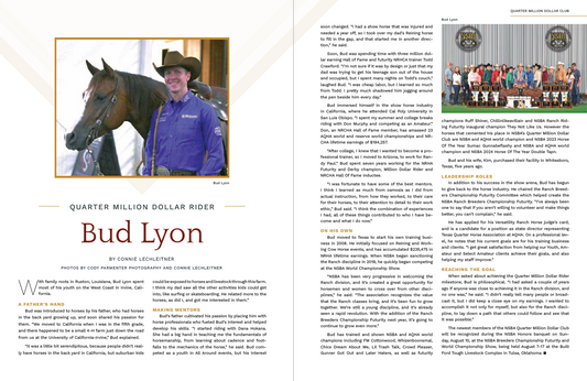 Bud Lyon Joins NSBA Quarter Million Dollar Rider Ranks
